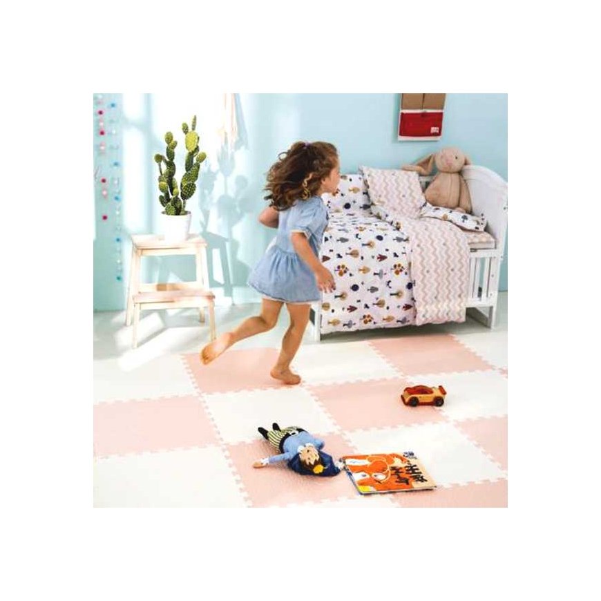 Large foam puzzle mat Ricokids 60x60cm 4 pcs. peach and white – 2