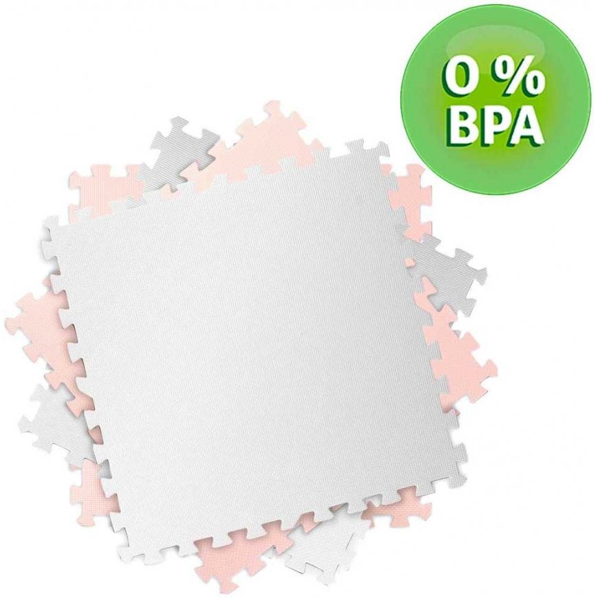 Large foam puzzle mat Ricokids 60x60cm 4 pcs. peach and white – 5