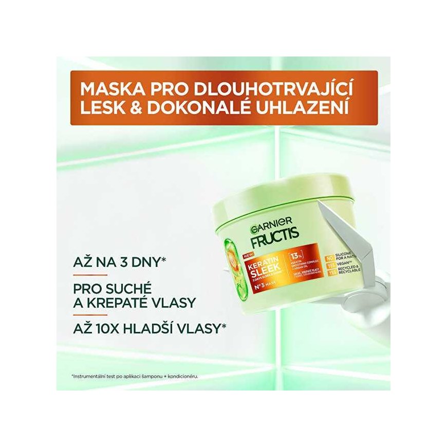 Garnier Fructis Keratin Sleek -naamio – Kuiville ja pörröisille hiuksille – 370 ml – 4
