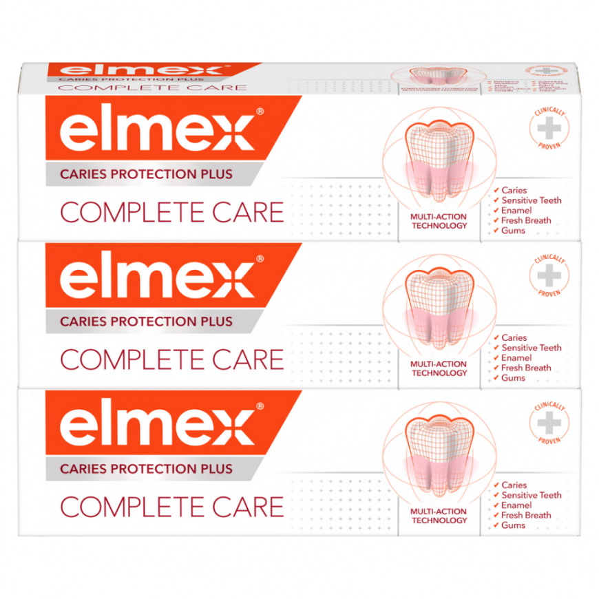 Elmex hammastahna kariessuoja Plus Complete Care 3 x 75 ml
