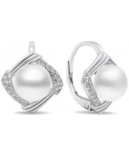 Brilio Silver Brilio Silver Charming silver earrings with pearls EA433W