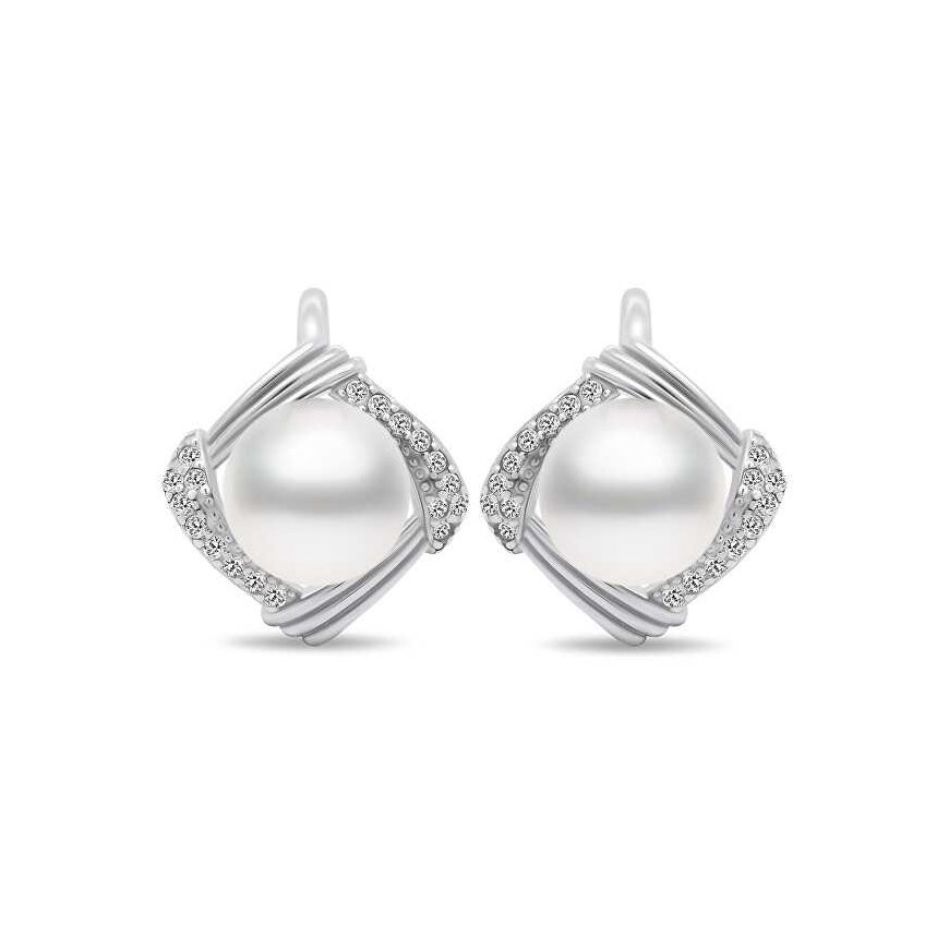 Brilio Silver Brilio Silver Charming silver earrings with pearls EA433W – 2