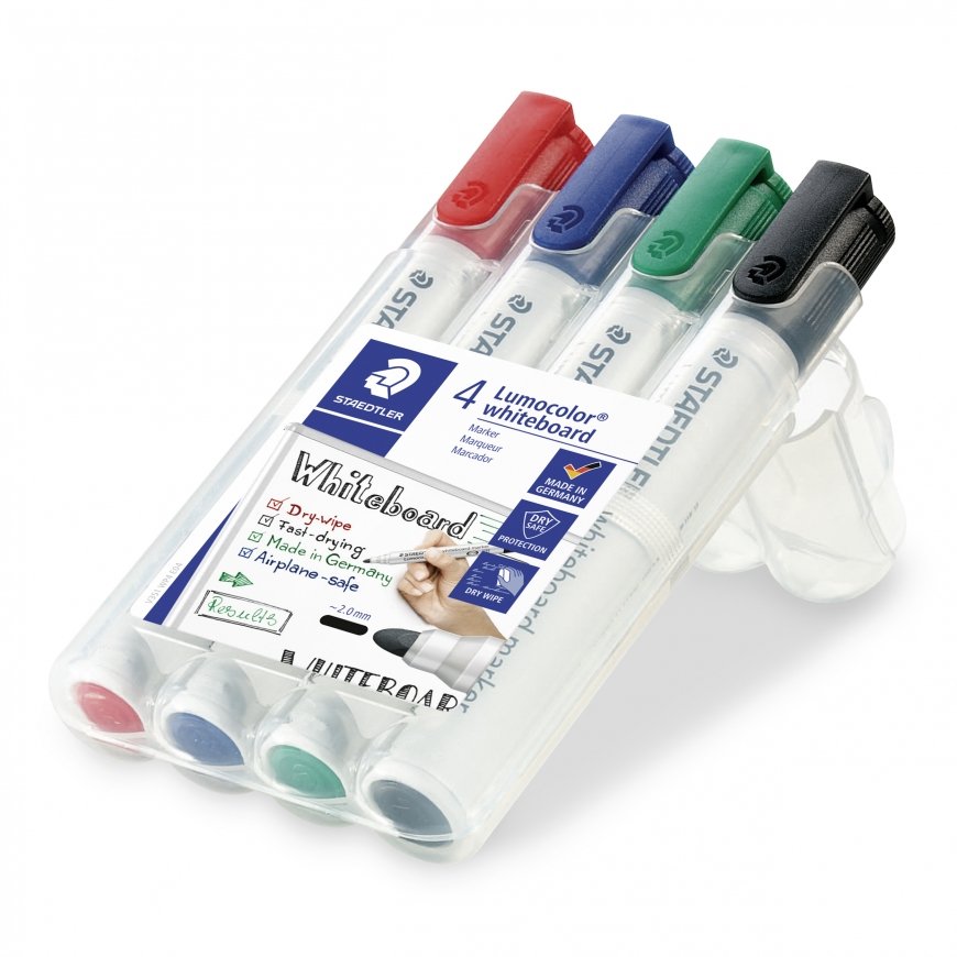 Staedtler Lumocolor marķieris 4 pcs Lodes gals Melns, Zils, Zaļš, Sarkans