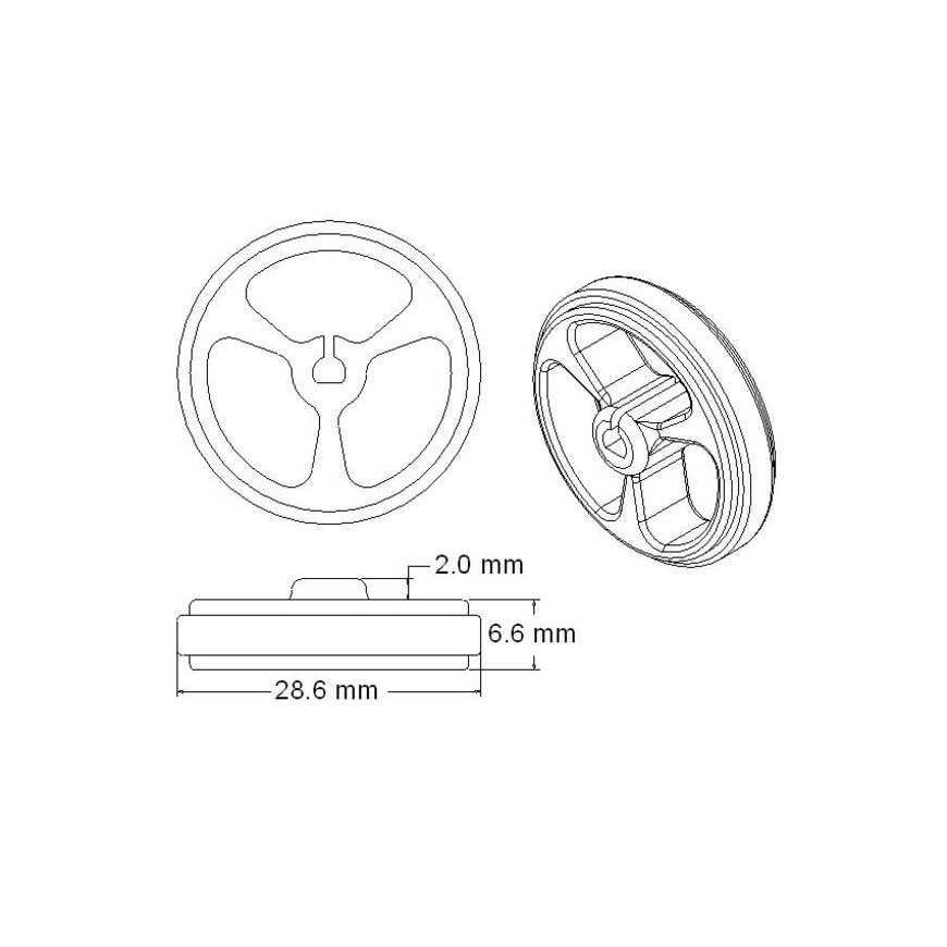 Pololu ratai 32x7mm juodi - 2 vienetai