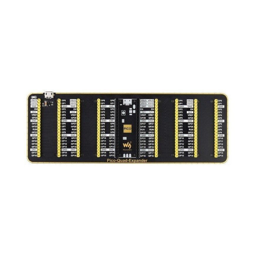 Pico Quad Expander, 2x20 GPIO kaiščių quad išplėtimas, skirtas Raspberry Pi Pico, Waveshare 19361 – 4