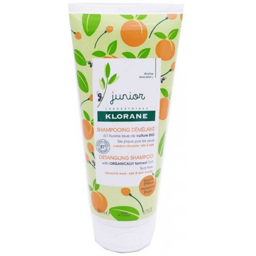 Klorane Junior Selvittävä Shampoo Persikka, 200 ml – 3