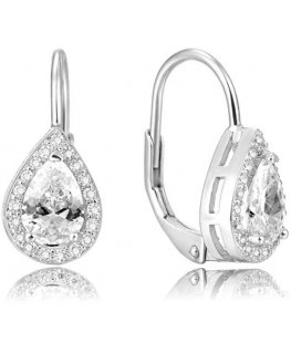 Beneto Silver earrings with pink crystal AGUC1160