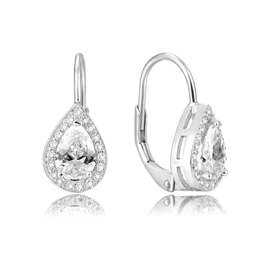 Beneto Silver earrings with pink crystal AGUC1160