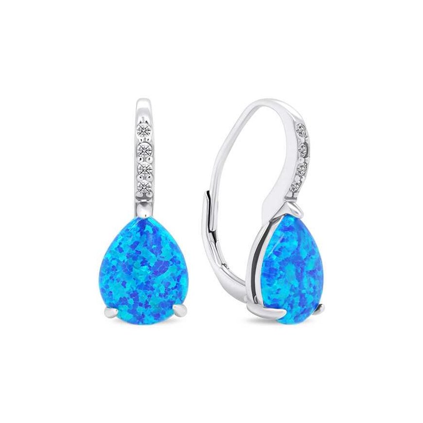 Brilio Silver Fashionable silver earrings with synthetic opals EA371WB