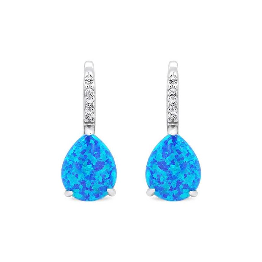 Brilio Silver Fashionable silver earrings with synthetic opals EA371WB – 2