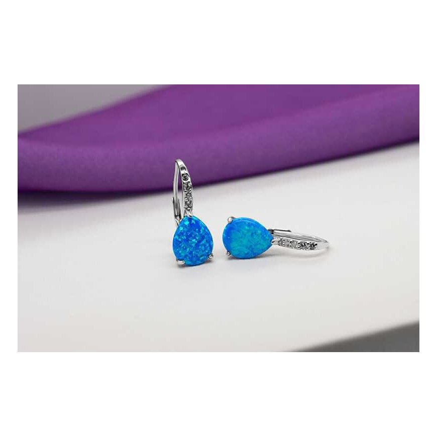 Brilio Silver Fashionable silver earrings with synthetic opals EA371WB – 5