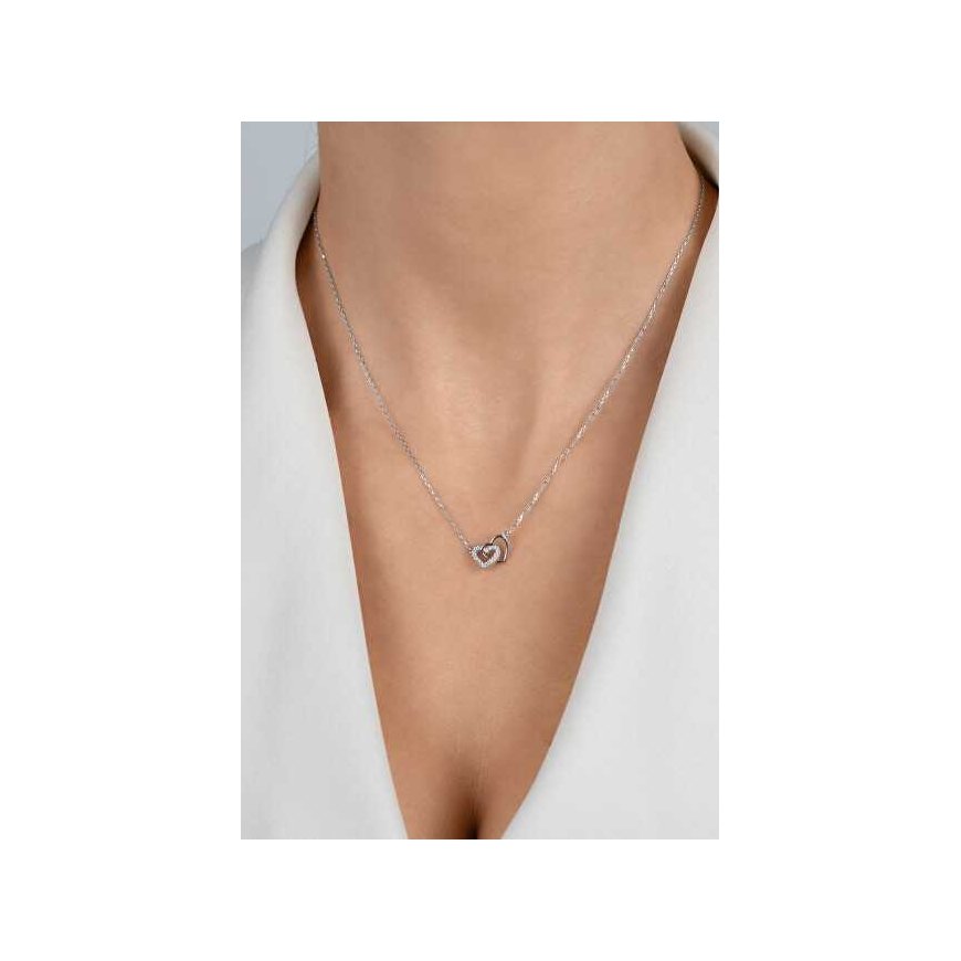 Brilio Silver Silver necklace with connected hearts NCL204W – 3