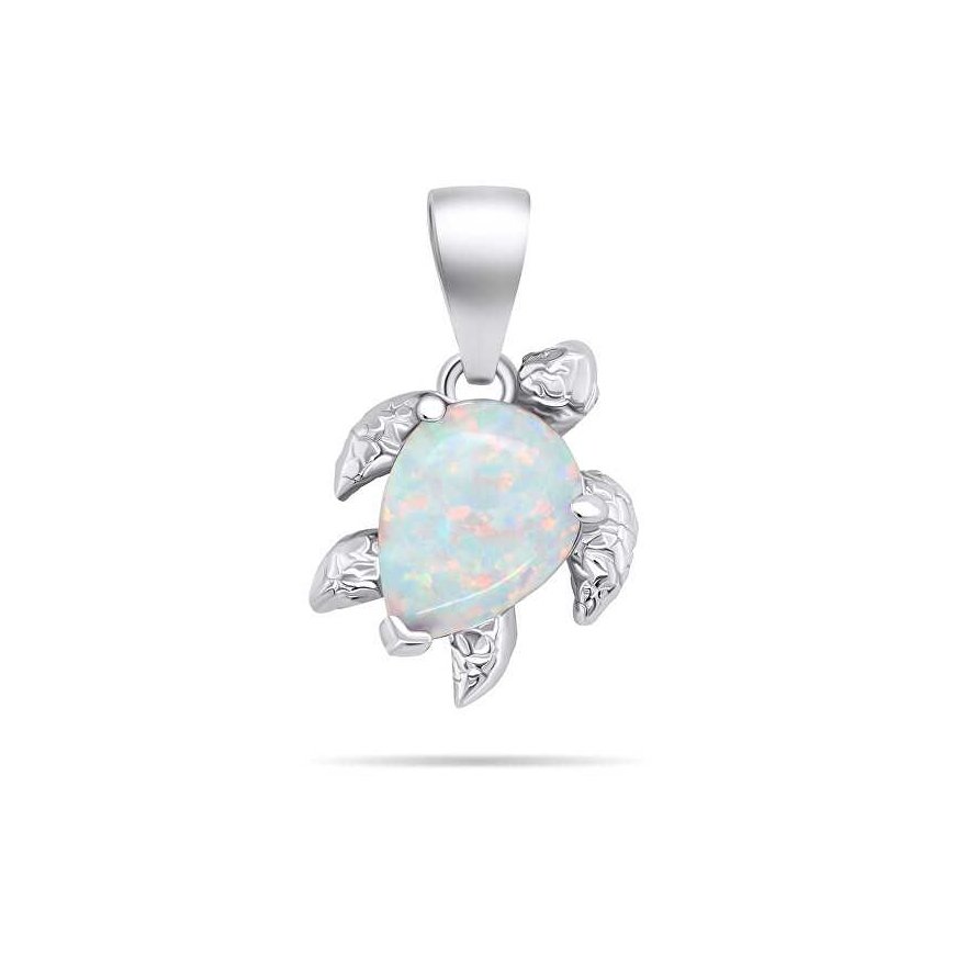 Brilio Silver Playful silver jewelry set with opals Turtle SET235W (earrings, pendant) – 2