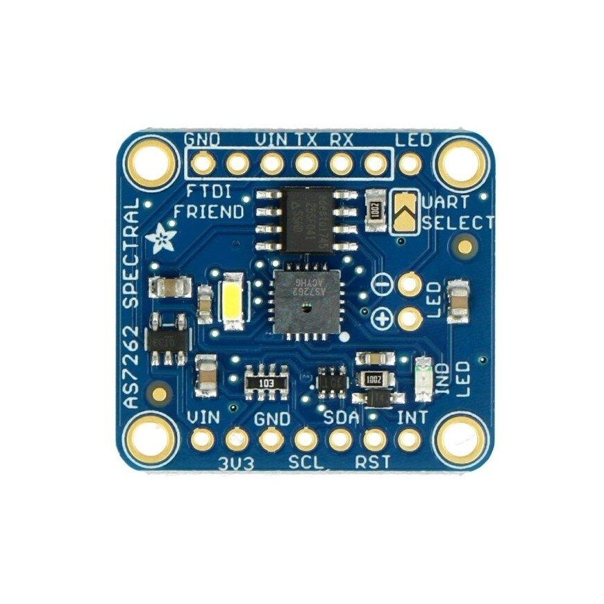 AS7262, 6-channel visible light/color spectrum sensor, Adafruit 3779 – 3