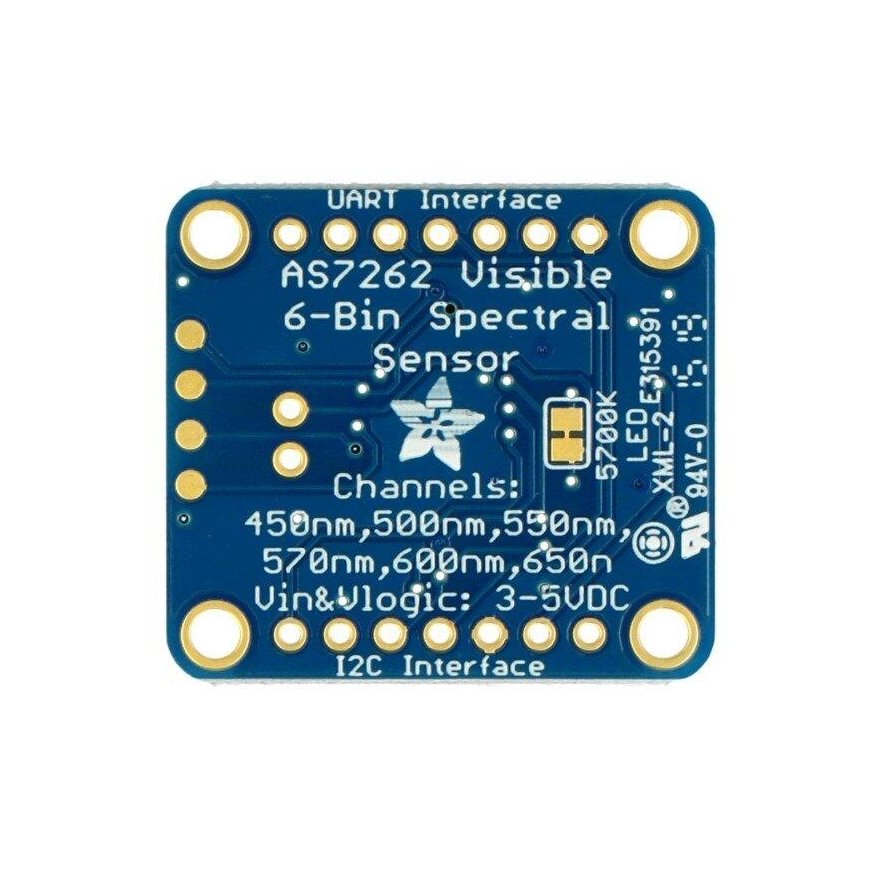 AS7262, 6-channel visible light/color spectrum sensor, Adafruit 3779 – 4