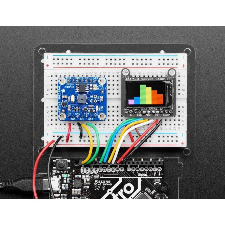 AS7262, 6-channel visible light/color spectrum sensor, Adafruit 3779 – 5
