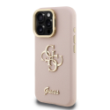 Guess PU Grained 4G Logo -kamerakotelo iPhone 15 Prolle, pinkki