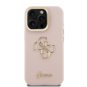 Guess PU Grained 4G Logo -kamerakotelo iPhone 15 Prolle, pinkki