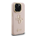 Case Guess PU Grained 4G Logo Stand Camera Frame Case for iPhone 15 Pro Pink