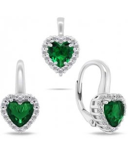 Brilio Silver Silver heart jewelry set with zircons SET273WG (earrings, pendant)