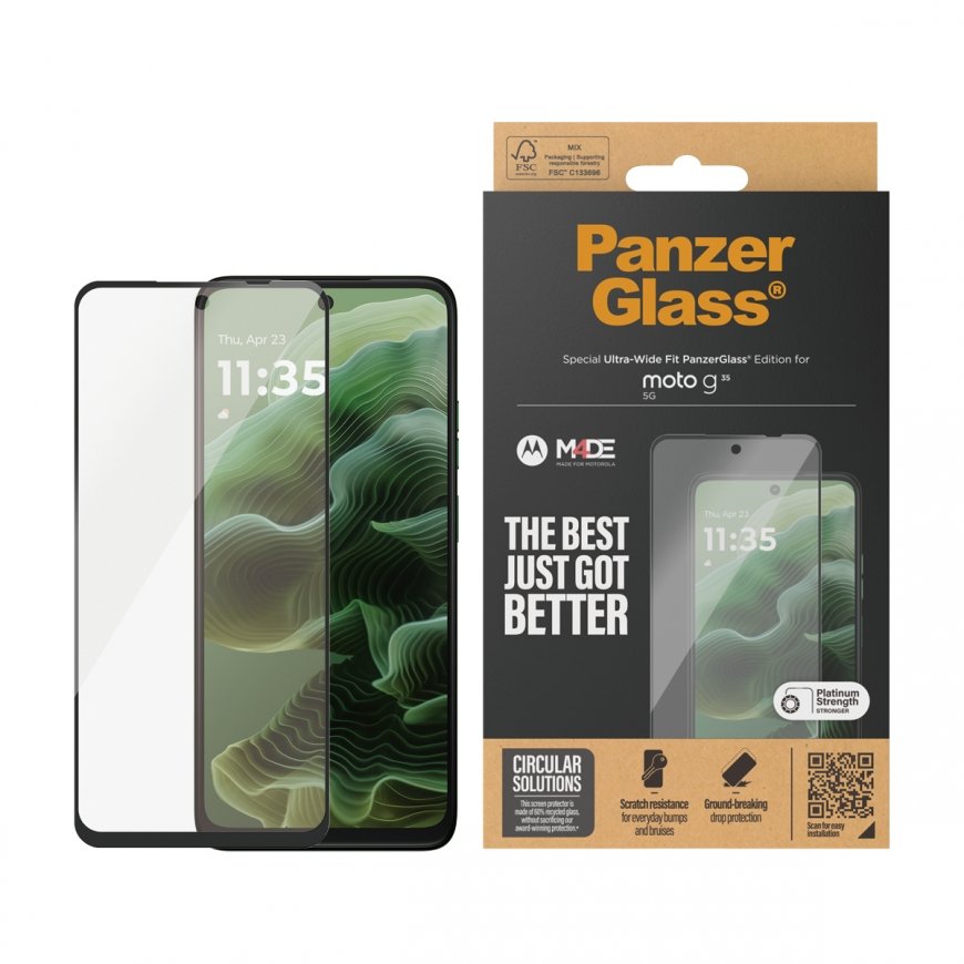 PanzerGlass ® Screen Protector w. Black Frame Motorola moto New g55 5G | g35 5G | Ultra-Wide Fit Kir – 2