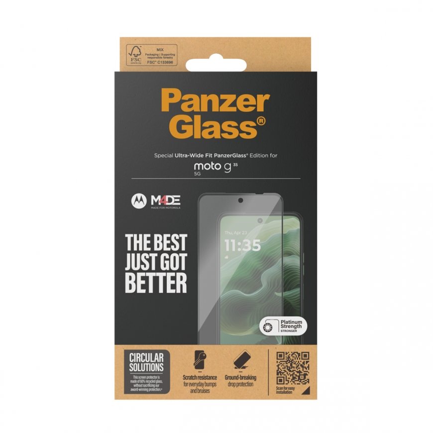 PanzerGlass ® Screen Protector w. Black Frame Motorola moto New g55 5G | g35 5G | Ultra-Wide Fit Kir – 3