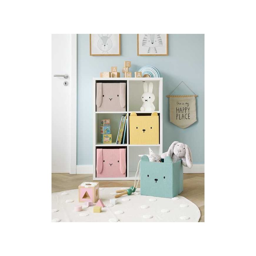 Zeller Muslin toy container COZY KIDS with ears, 28 x 28 x 28 cm – 4
