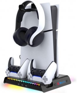 iPega P5S006 RGB Charging Stand + Cooling for PS5 Slim Game Controller