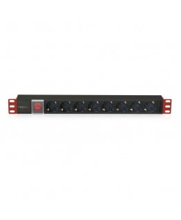 Techly I-CASE STRIP-81UD power distribution unit (PDU) 8 AC outlet(s) 1U Black, Red