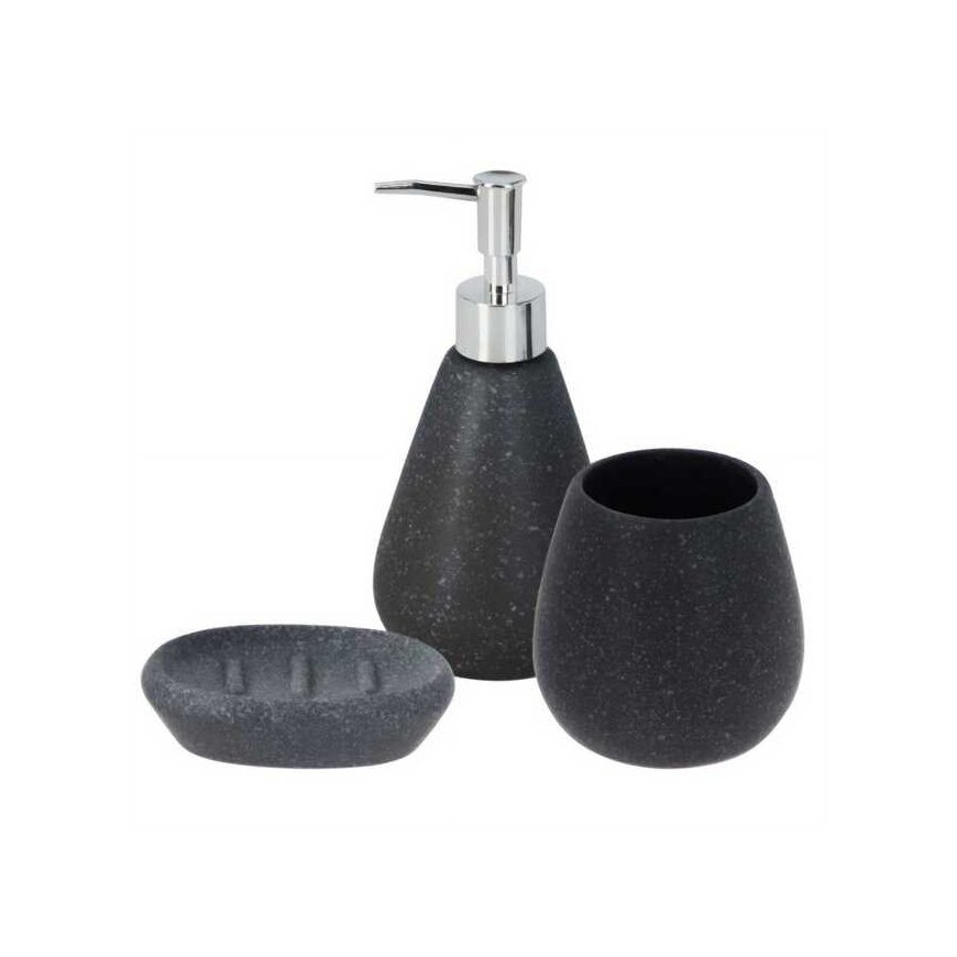Bathroom Solutions Bathroom accessories set: dispenser, soap dish and cup.