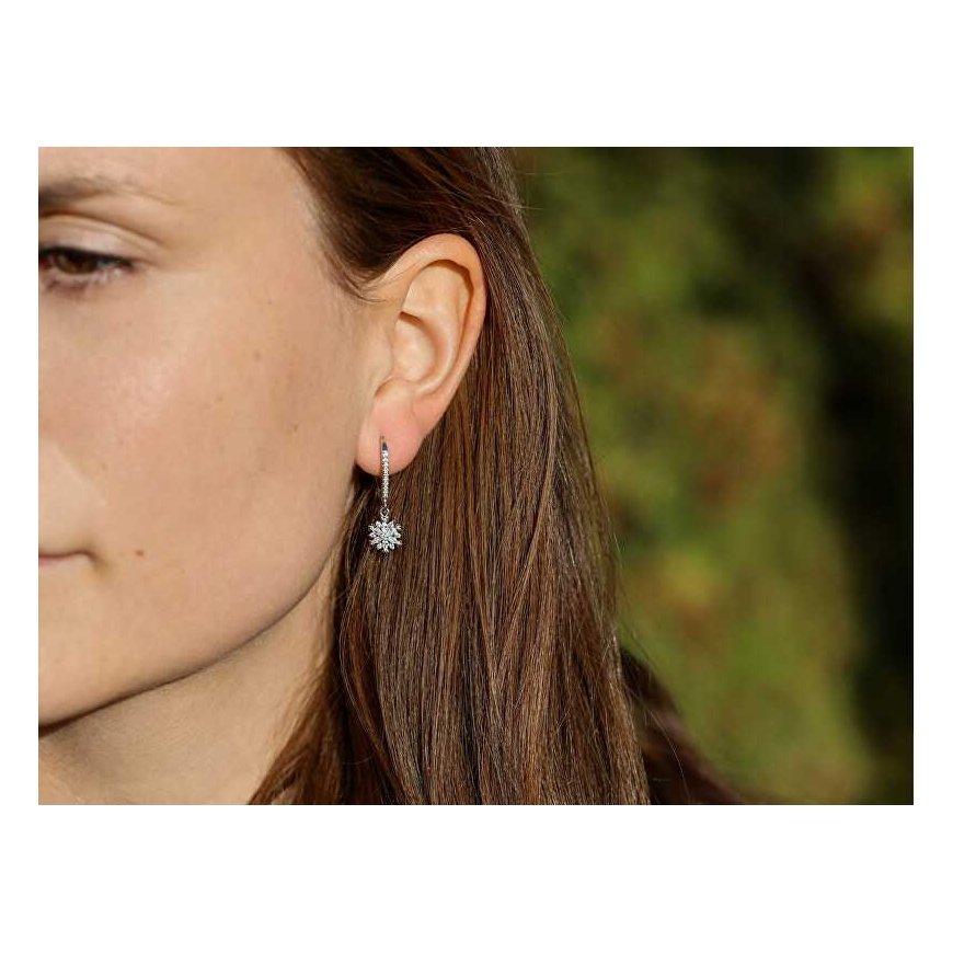Agate Silver Dangle Earrings Flakes with Zircons AGT-E145LW – 2