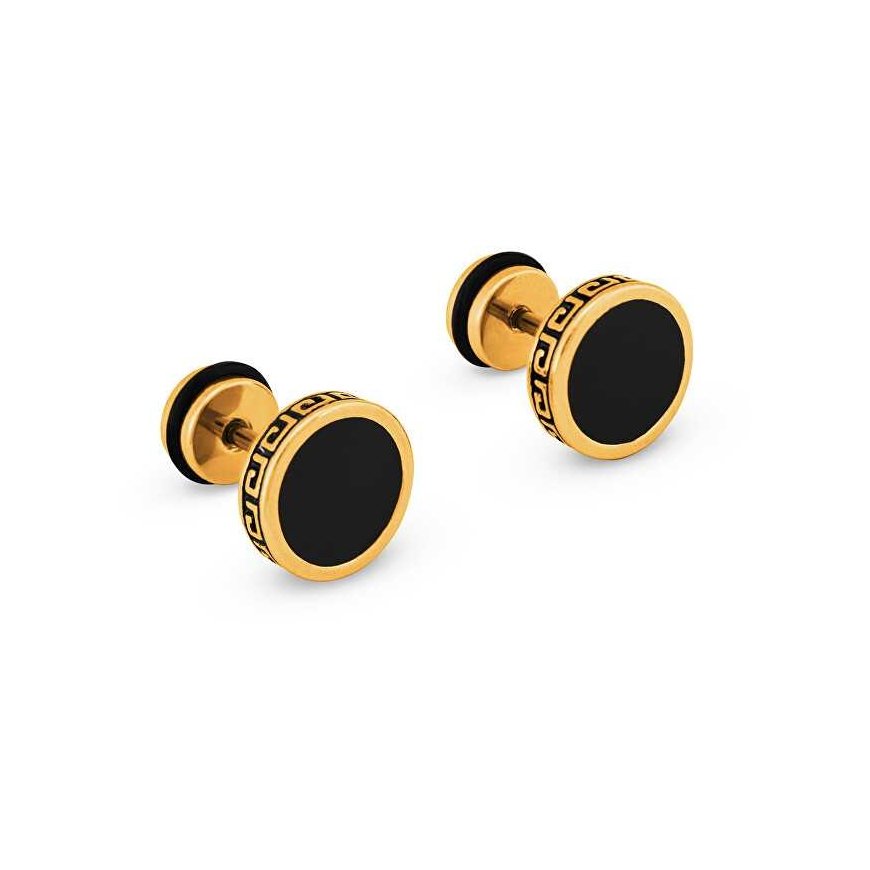 Troli Gold-plated earrings with black center