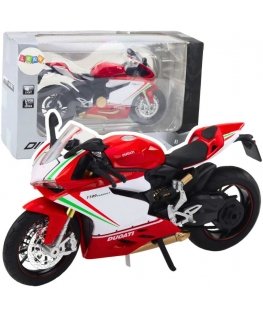 Lean Toys Red Metal Sports Motorcycle with Lights and Sounds 1:12