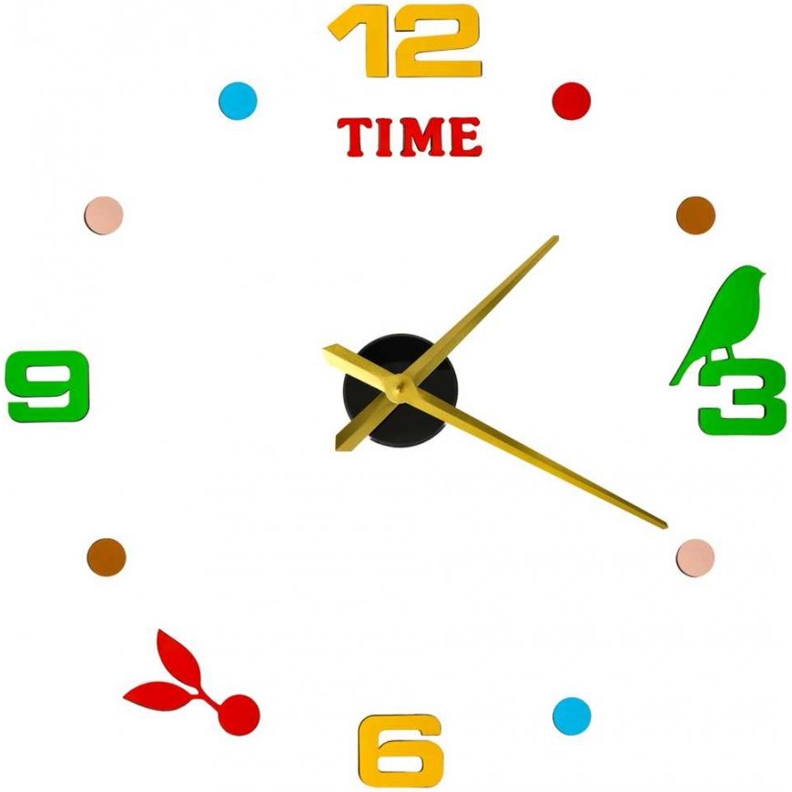 Ikonka Sticker wall clock with colored digits 80-90cm – 3