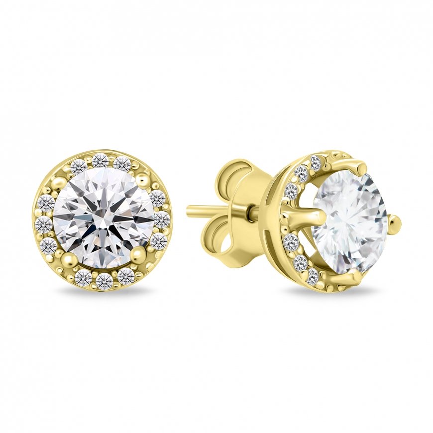 Brilio Silver Brilio Silver Sparkling gold plated earrings with zircons EA601Y