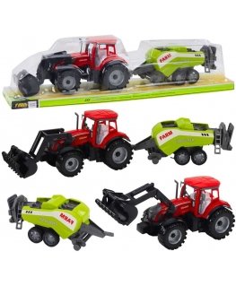 Lean Toys Red tractor with loader and baler