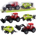 Lean Toys Raudonas traktorius su krautuvu ir presu
