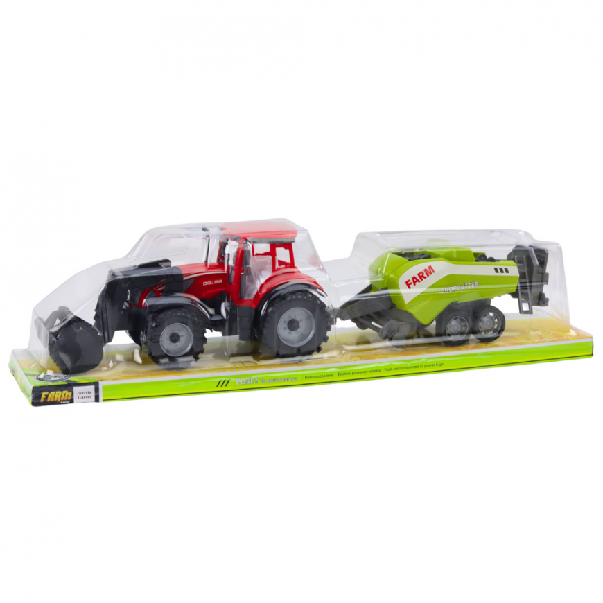 Lean Toys Red tractor with loader and baler – 5