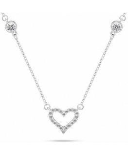 Brilio Silver Romantic silver necklace Heart with zircons NCL171W