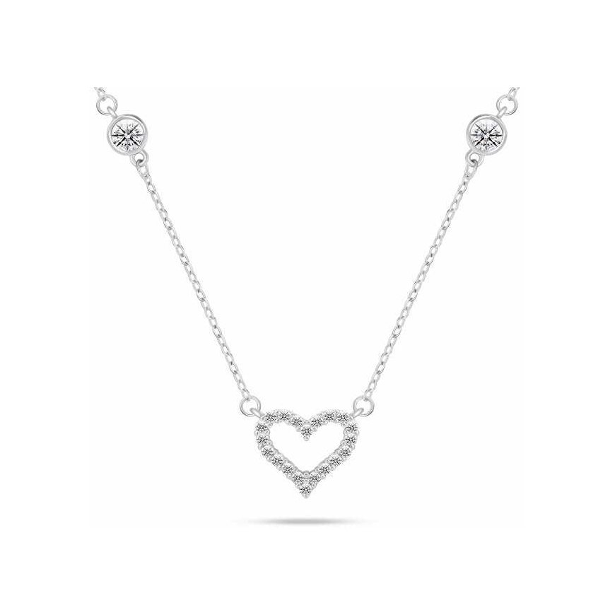 Brilio Silver Romantic silver necklace Heart with zircons NCL171W