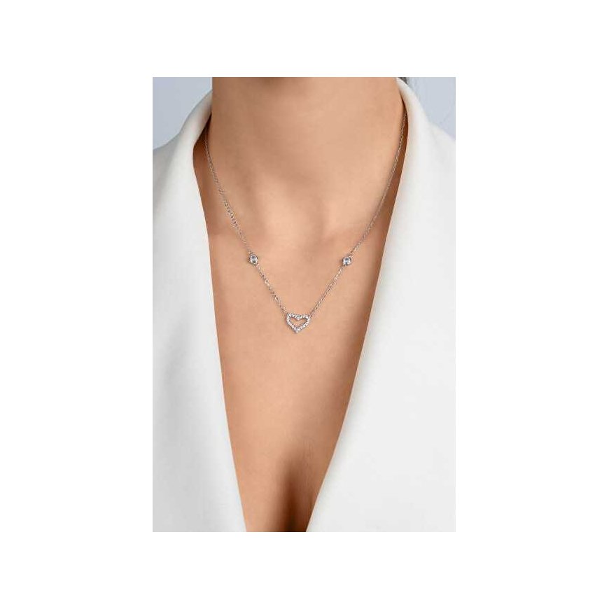 Brilio Silver Romantic silver necklace Heart with zircons NCL171W – 2