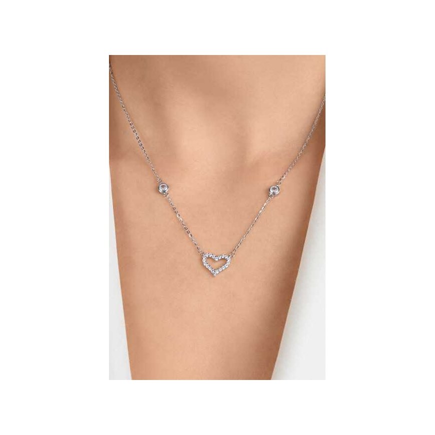 Brilio Silver Romantic silver necklace Heart with zircons NCL171W – 3