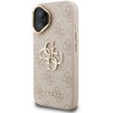 Case Guess PU 4G Metal Logo Stand Camera Frame Case for iPhone 16 Pink