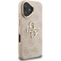 Case Guess PU 4G Metal Logo Stand Camera Frame Case for iPhone 16 Pink