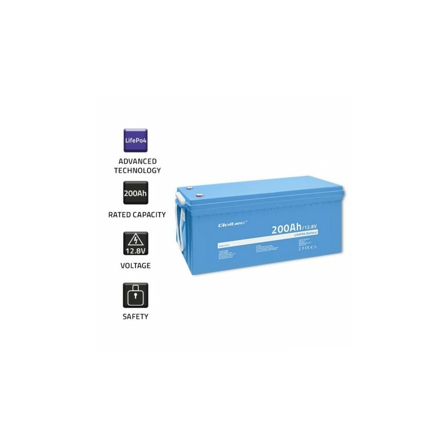 Qoltec 53707 vehicle battery Lithium Iron Phosphate (LiFePO4) 200 Ah 12.8 V 100 A Car – 3