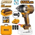 Ingco CIWLI2085 AKU impact wrench incl. 2pcs battery and charger