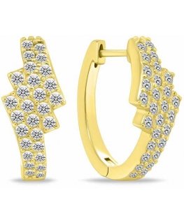Brilio Silver Gold-plated hoop earrings with sparkling zircons EA1181Y