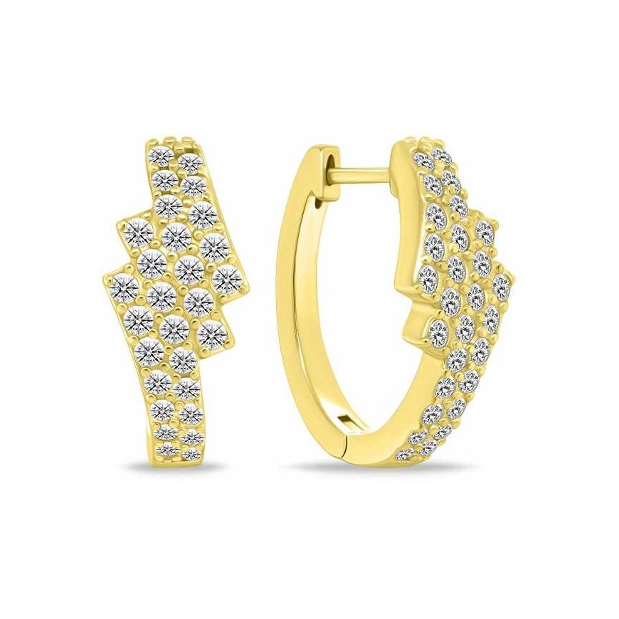 Brilio Silver Gold-plated hoop earrings with sparkling zircons EA1181Y