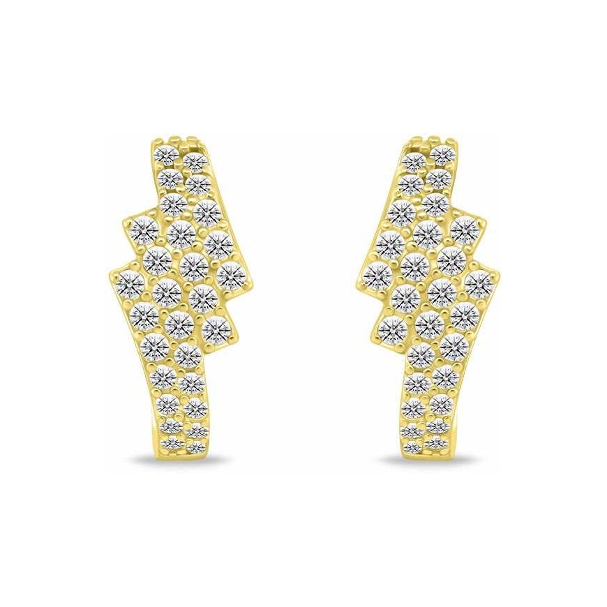 Brilio Silver Gold-plated hoop earrings with sparkling zircons EA1181Y – 3