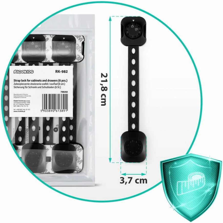 Ricokids 798202 cabinet opening lock, 6 pcs, black – 5